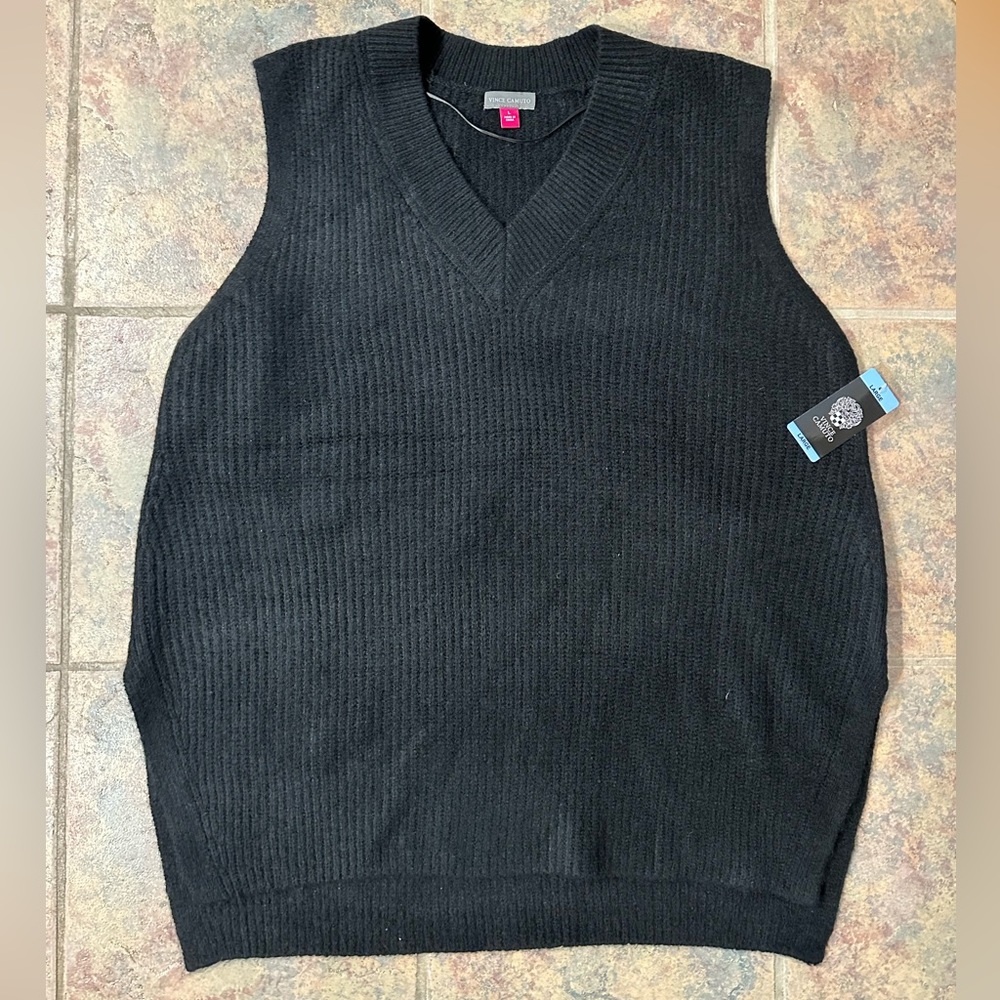 women’s vince camuto black oversized sweater vest NWT